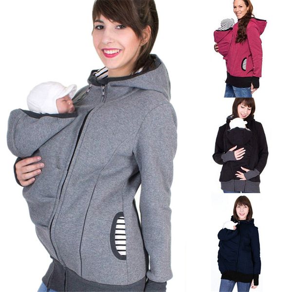 

s-2xl baby carrier jacket kangaroo hoodie winter maternity hoody outerwear coat for pregnant women carry baby pregnancy clothing, White