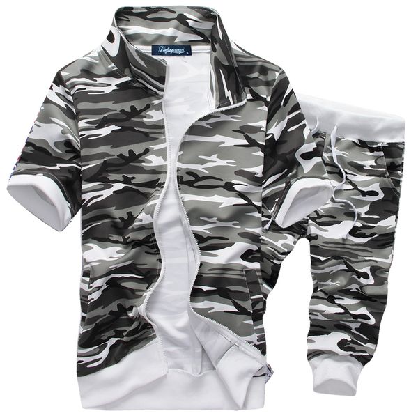 

summer men short sleeve new men hoodies suit casual sweatshirts set men's sportswear -xxl fashion hooded, Gray