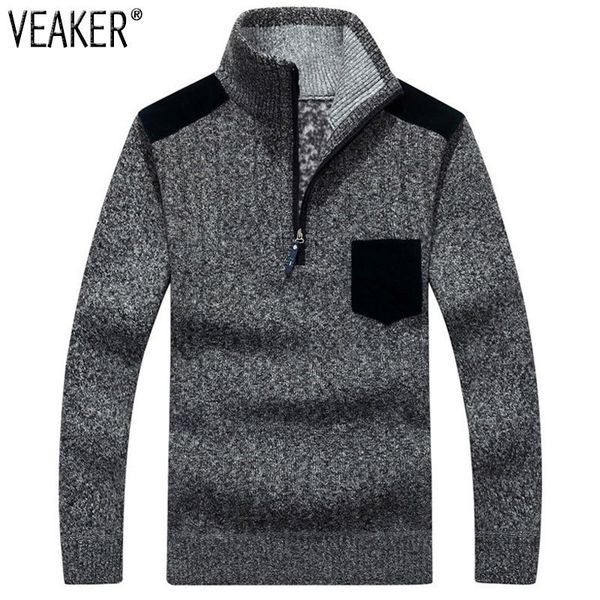 

2018 autumn new men's patchwork sweatercoat pullovers male winter thick sweaters coat stand collar slim fit knitted pullover 3xl, White;black
