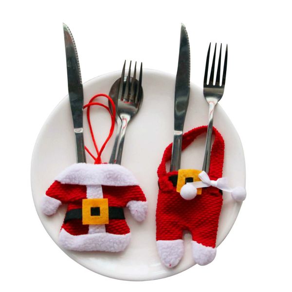 

christmas deskdecoration tableware silverware suit christmas dinner party decoration cutlery device clothes set 3sets/bag