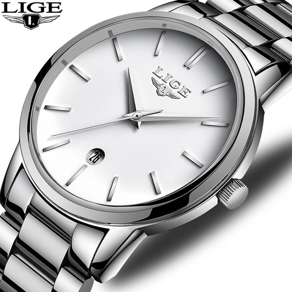 

lige gift watch fashion men stainless steel quartz watch brand waterproof relogio masculino reloj hombre, Slivery;brown