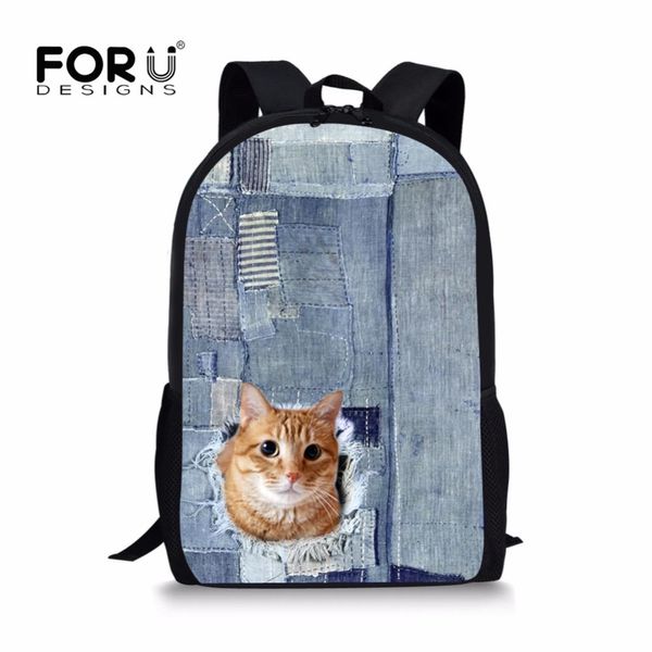 

forudesigns cute cat print kids school bags orthopedic backpack for children girls schoolbag satchel sac enfant escolar
