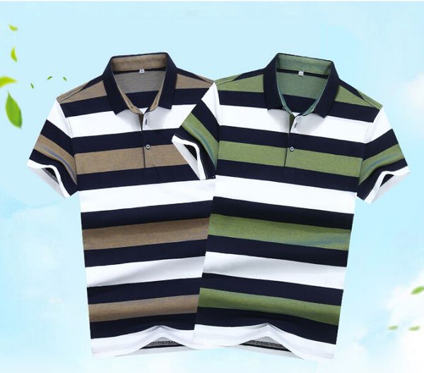 

men's polos man summer striped pure color shirt comfortable breathable casual turn down, White;black