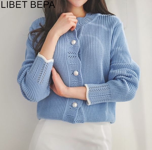 

new 2019 autumn winter women cardigan vintage casual fashion sweater hollow out knitting bottons sweet mori girl casual sw8100, White;black
