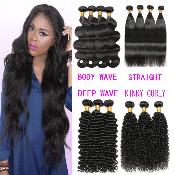 Top 8a Brazilian Virgin Hair Straight Body Wave Deep Wave Kinky