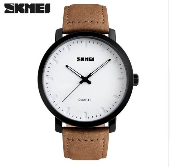 

fashion skmei men's watches watch waterproof casual joker men leather quartz style wristwatch military sport army ncegi, Slivery;brown