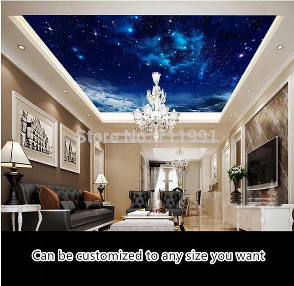 Wholesale Custom Ceiling Wallpaper Nebula In The Night Sky 3d Wallpaper For The Living Room Bedroom Ceiling Background Waterproof Pvc Sexy Wallpapers