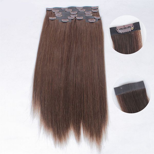ELIBESS волос - новый продукт Реми бразильский человека бесшовные клип в наращивание волос 80 г / шт. 8 шт. темный цвет и светлый цвет avaiable
