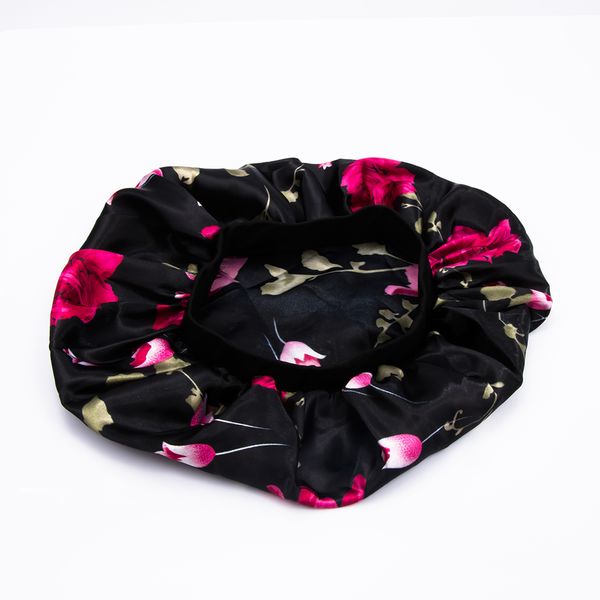 

1pcs women printing comfortable shower cap fashion wide band satin bonnet cap ladies turban night sleep shower hat