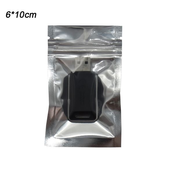 

6x10cm small aluminum foil / clear resealable valve zipper plastic bag retail packaging packing bag zip lock bag pouches polybag