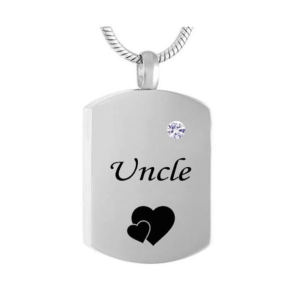 Moda jóias colar quadrado para o tio Birthstone Nome Personalizado Pingente de aço inoxidável Cremação Urna Colar de Jóias