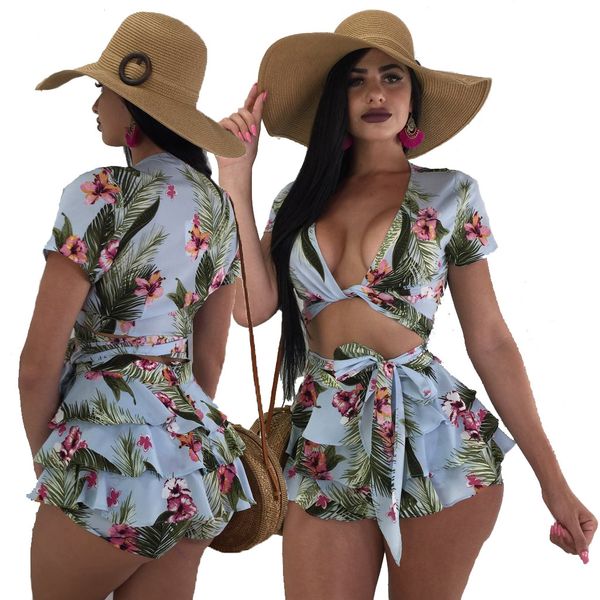 

plus size women two piece sets summer beach short pants and crop clothes 2 piece sets conjunto feminino, White