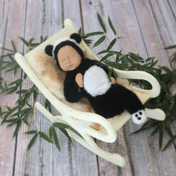

baby pgraphy hat knitted furry animal bonnet set lovely panda romper set newborn sleeper fuzzy newborn outfit jumpsuit prop, White