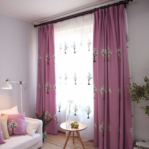 2019 Cute Style Sapling Embroidered Velvet Curtains For Living