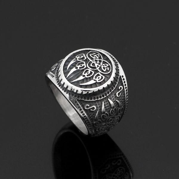 

men 316l stainless steel norse jewlery viking wolf vantage ring, Golden;silver