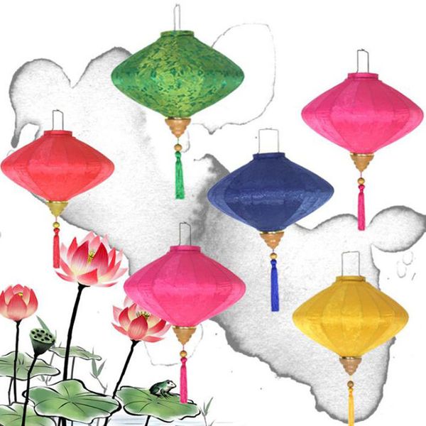 

12"/30cm chinese traditional diamond jacquard satin silk hanging lanterns new year party decorations za5864