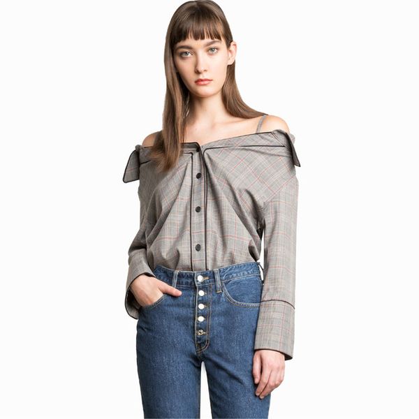 blusa gris manga larga
