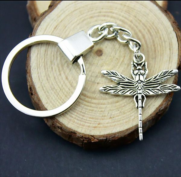 

6 pieces key chain women key rings for car keychains with charms dragonfly 31x28mm, Slivery;golden
