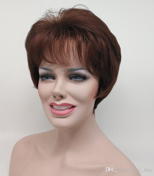 

xt1090 straight short brown hair wigs natural wigs 100% heat syntheic fiber for black&white women