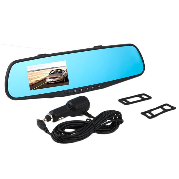

автомобиль dvr камера видеомагнитофон 2.8 дюймов 720p зеркало заднего вида тире cam 120degree угол автомобиля двойной объектив вид сзади