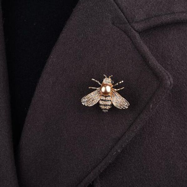 

2018 crystal clothing brooch retro cute bee pearl pin alloy gemstone brooch europe united states fashion quality jewelry women gifts spot 2, Gray