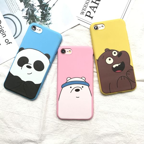 

Cute Cartoon We Bare Bears candy pink soft silicone TPU case for iphone 5 5s 6 6s 6plus 7 8 plus lovely Animal Panda cover