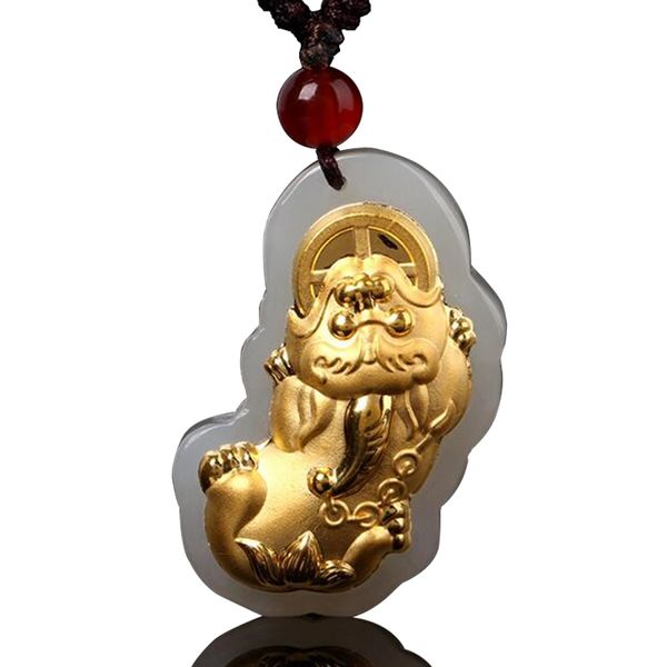 

natural hetian jade pendant gold brave troops pendant htj213 wholesale processing ing, Silver