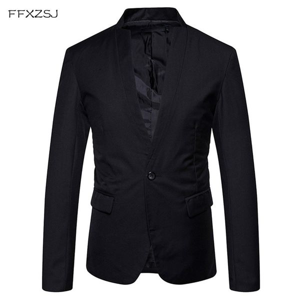 

ffxzsj 2018 new european and american style fashion men's dress party henry leads the leisure single buckle small suit coat 2xl, White;black