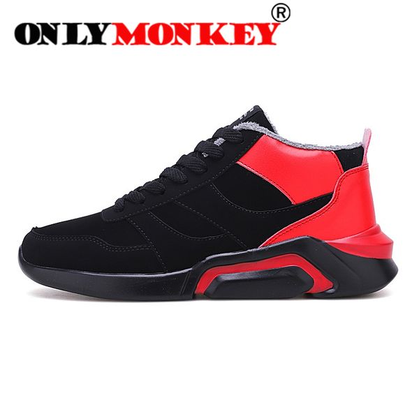 

men sneakers winter short plush keep warm mixed colored men's athletic exercise footwear lace up bounce cushioning shoes male