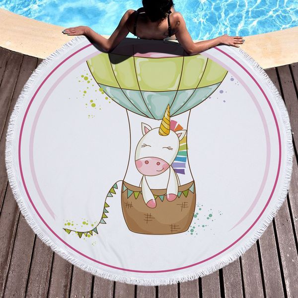 

8 styles 150cm unicorn beach towel tapestry towel round tablecloth with tassel unicorn beach serviette covers beach mat