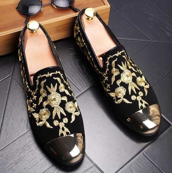 

2018 Новый Стиль Человек Мода Замша Мокасины Мужские Печатные Вышивка Вождения Пар