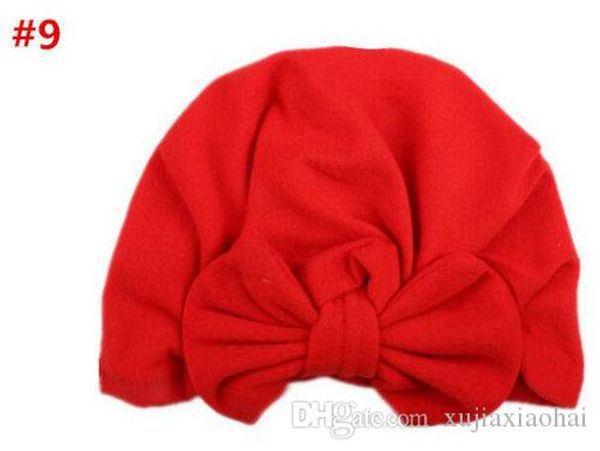

wholesale 10 styles cute baby soft silky hedging caps with big bows autumn winter warm kid cap newborn hat mixed colors, Yellow