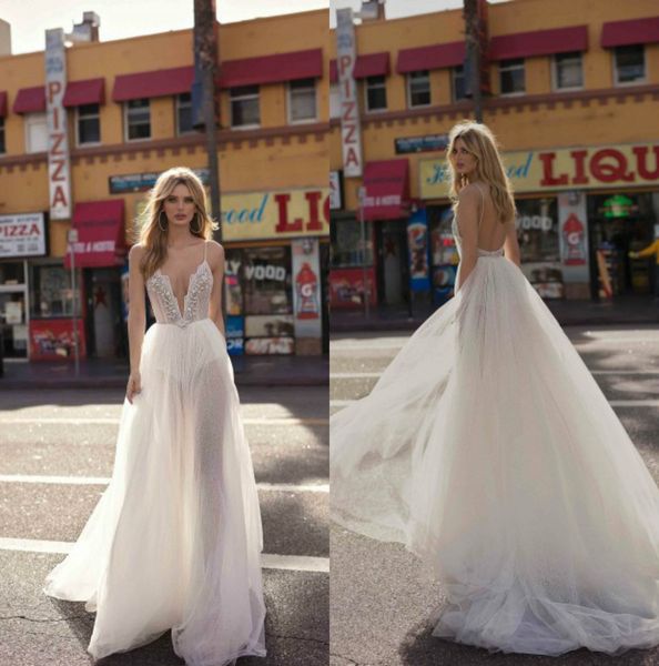 

muse by berta 2019 свадебные платья v шеи спинки свадебное платье линия бисером пляж свадебное платье на заказ, White