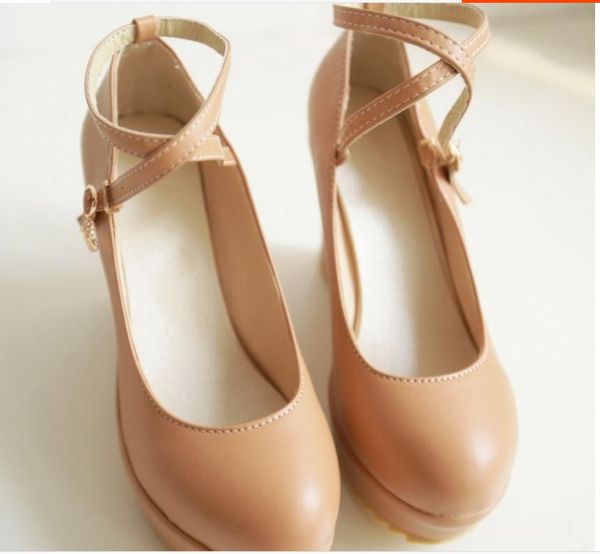 

send 2018 new style spring and autumn high heeled thick bottom slope heel women's shoes, Black