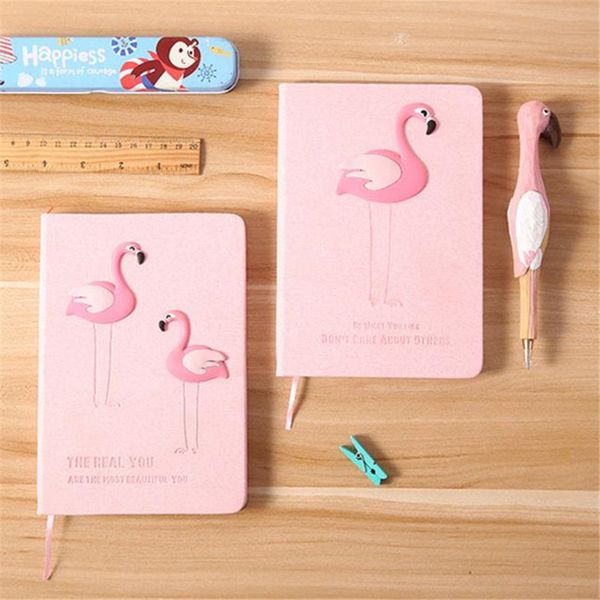 

flamingo notset note book with pen notset diary day planner kawaii journal stationery school supplies gifts 21cm, Purple;pink