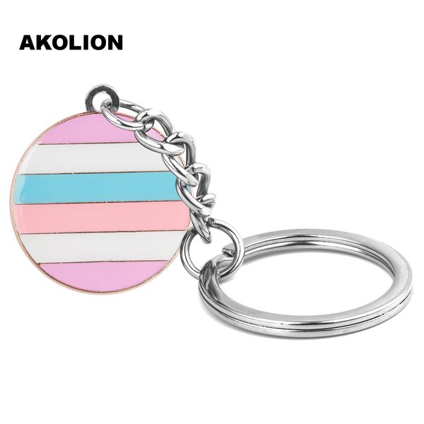 

lgbt interpride round key chain metal key ring fashion jewelry for decorative, Silver