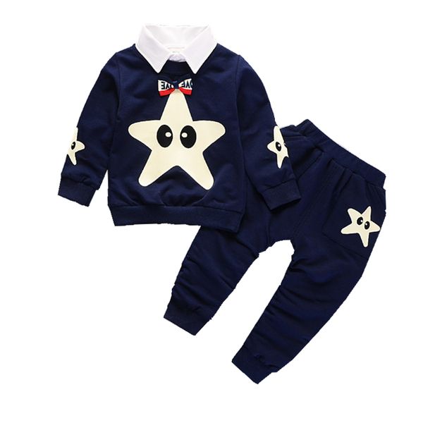 

2018 new baby clothes children boys girls removable collar t-shirt pants 2pcs/sets kids cartoon clothing sets tracksuits, White