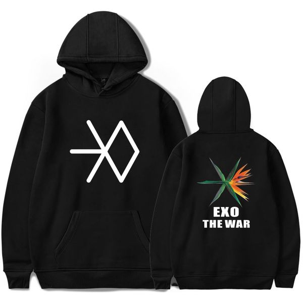 

women k- exo new the war hoodies sweatshirts mens korea popular idol hoodies sweatshirt popular clothes, Black