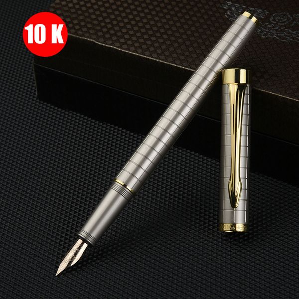 

10k gold fountain pen 0.5mm ink pen full metal luxury pens for writing business signature caneta stationery gift box 1051