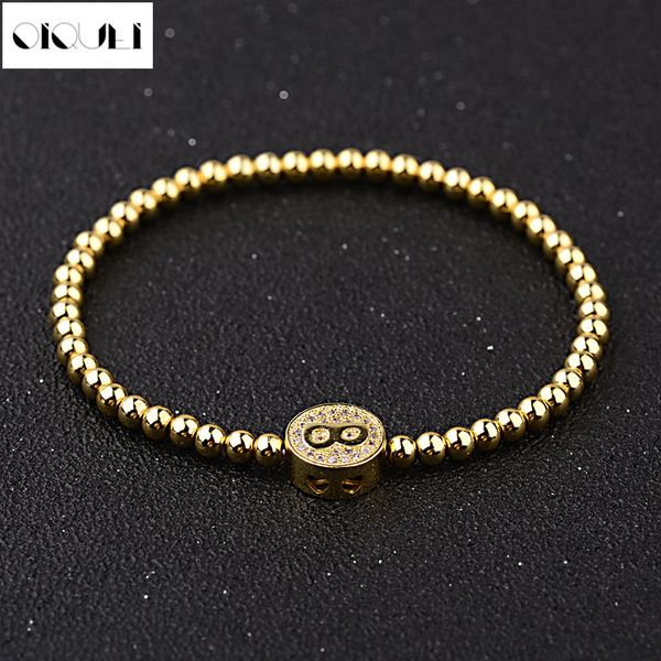 

oiquei 2018 4mm gold copper ball beads bracelet for women men charm bangles fashion trend energy yoga bracelets manchette femme, Black