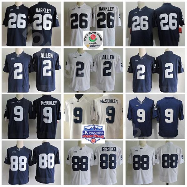

penn state nittany lions 9 trace mcsorley jersey psu college football 26 saquon barkley marcus allen mike gesicki akeel lynch joe paterno, Black