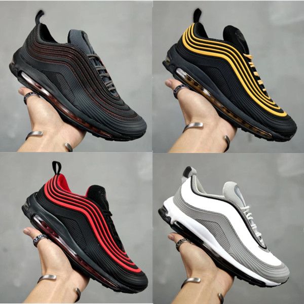 

New High Quality 97 Men Running Shoes 97s Grey Black Yellow Blue Triple Black Red Grey Black Male Shoes Design Sport Jogging Sneakers