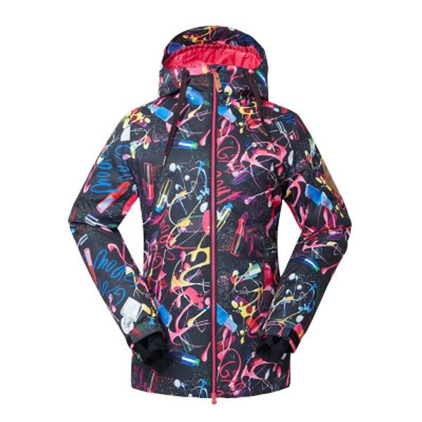 

womens fashion skiing jackets warm snow coats printed with hooded long sleeve xs s m l