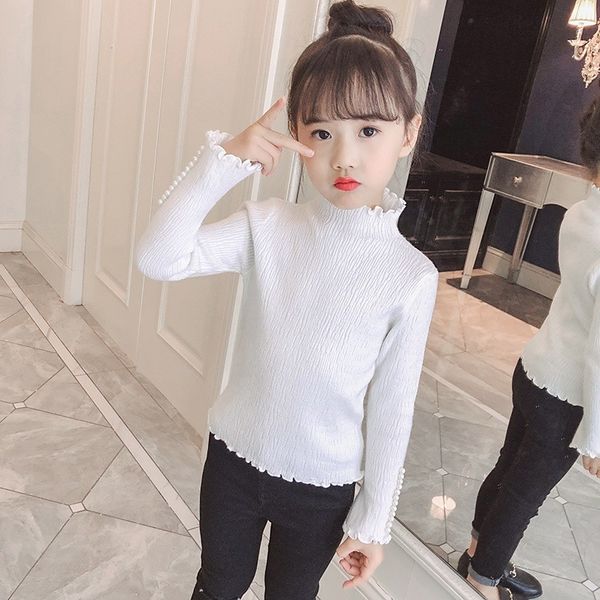 

knit beading baby girl clothes sweater autumn spring pullover knitted turtleneck sweater girl toddler girls clothing shirt, Blue