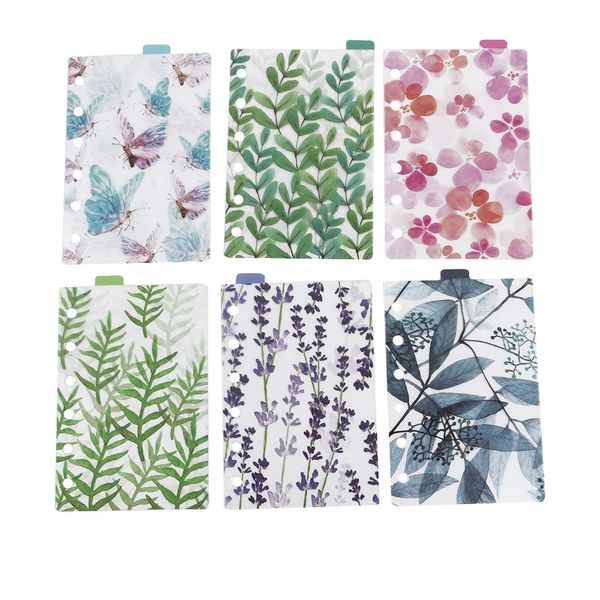 

6sheets/pack a5/a6/a7 colored spiral notebook refills 6 holes diario binder paper for filofax planner inner pages