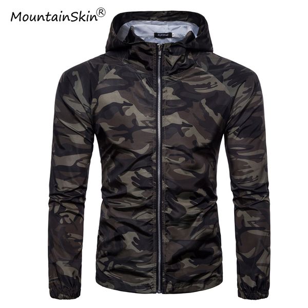 

mountainskin men's hooded windproof jackets army ultra-light casual camouflage windbreaker brand outerwears la726, Black;brown