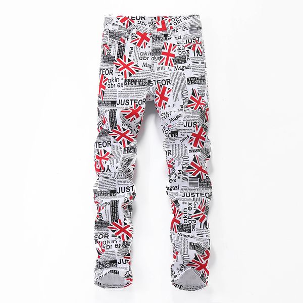 

men's british flag printed pants street punk rocker england fashion, Black