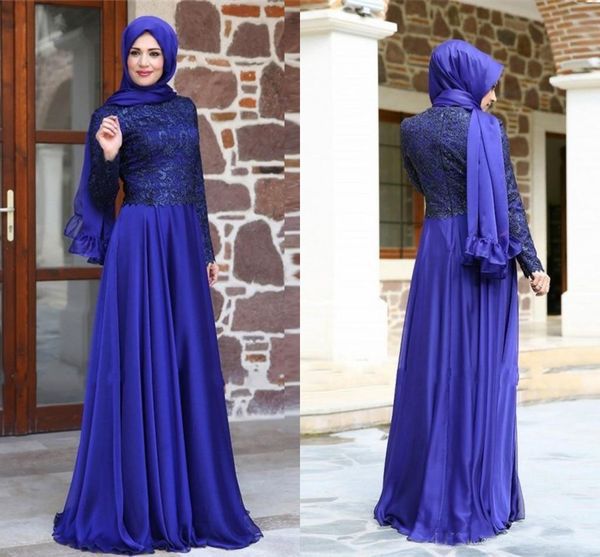 

Latest Jewek Neck Chiffon Arabic Evening Dresses Long Sleeve Floor-length Chiffon Fashion Middle East Party Gowns Prom Dresses
