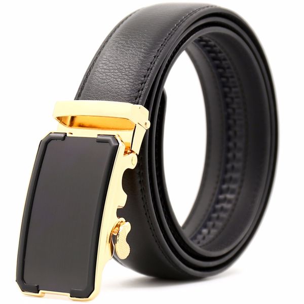

kaweida new arrivals designer belts for men automatic buckle belt fashion gold and black alloy buckle genuine leather belt, Black;brown