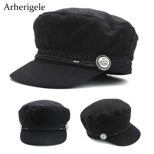 

arherigele 2pcs fashion black baseball caps vintage flat cap hats for women casual sun hat snapback england style hip hop cap, Blue;gray